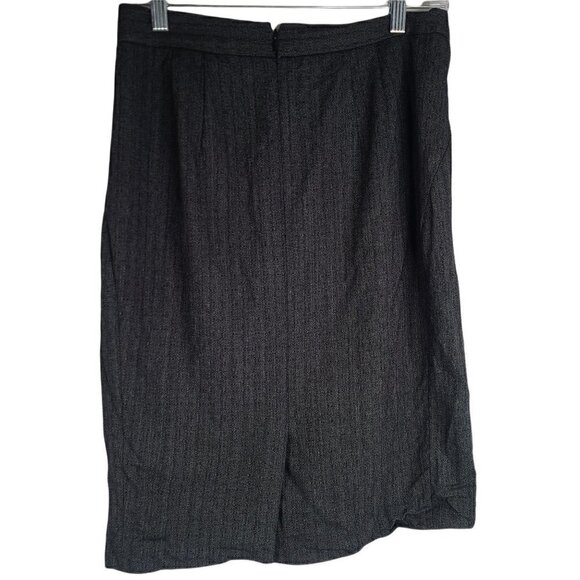 Ann Taylor Wool Pinstripe Charcoal Gray Career Pencil Skirt - Picture 2 of 6